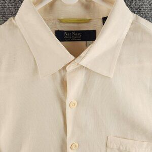 NAT NAST Large Silk Cotton Blend Button Up Shirt Short Sleeve Outdoors Adult Men